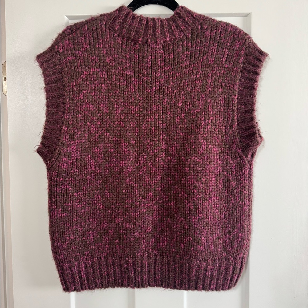 Free People John + Jenn Maroon V-Neck Sweater Vest - Picture 2 of 3